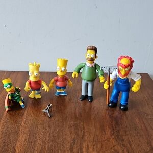 Vintage Y2K Playmates Toys Simpsons Characters Bart, Hugo, Willie, Ned, Cupcake